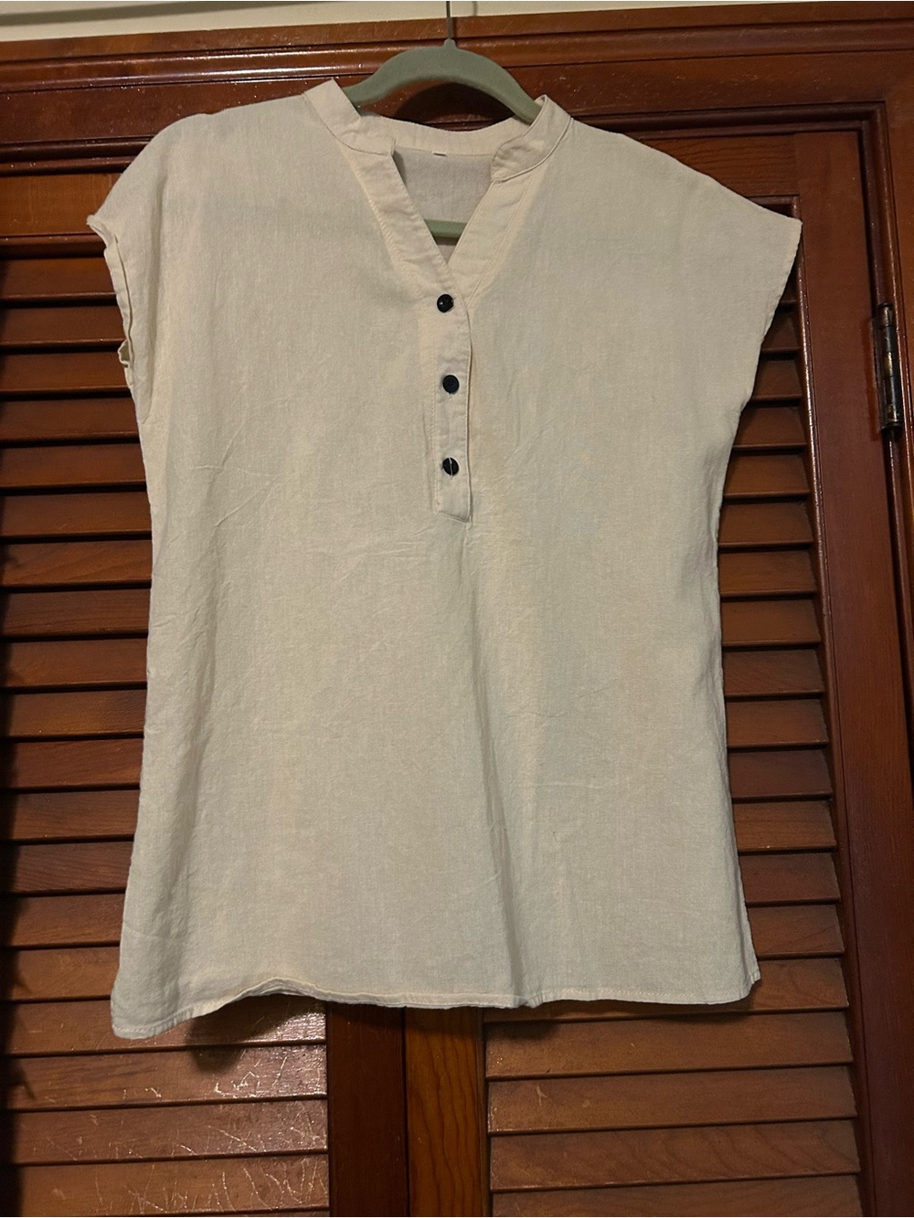 Nameless Cream Short Sleeve Button Front Blouse